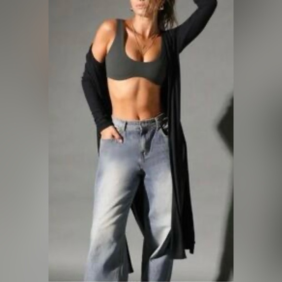 JOAH BROWN Luna Cardigan S/M in Ribbed Black EUC 103 - Picture 4 of 6